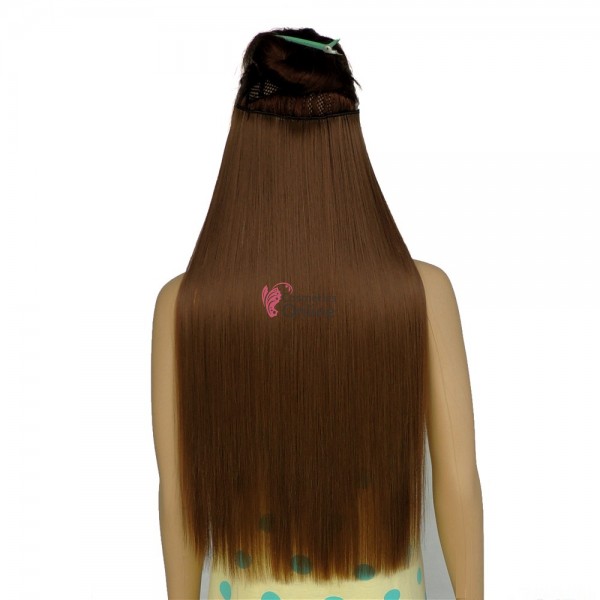 Extensie de par cu 5 Clips On delux dubla dreapta de 60 cm, Saten Mediu 666 8